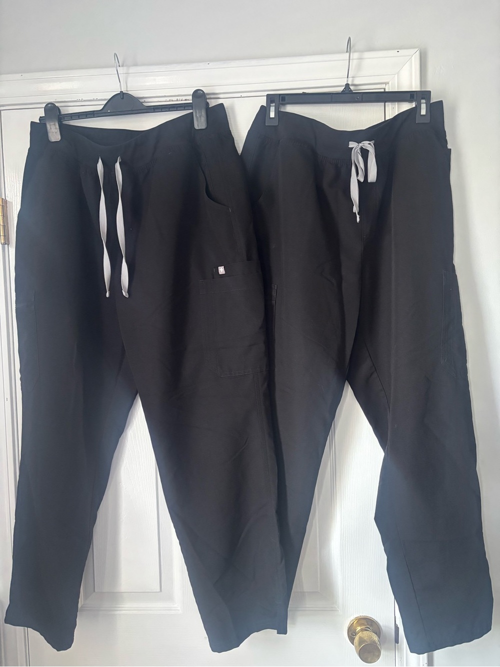 2 Pairs of Figs Black Women's Scrub Bottoms with Gray Drawstring